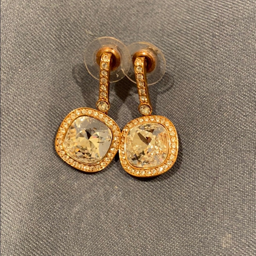 Rose gold sparkly dangle earrings